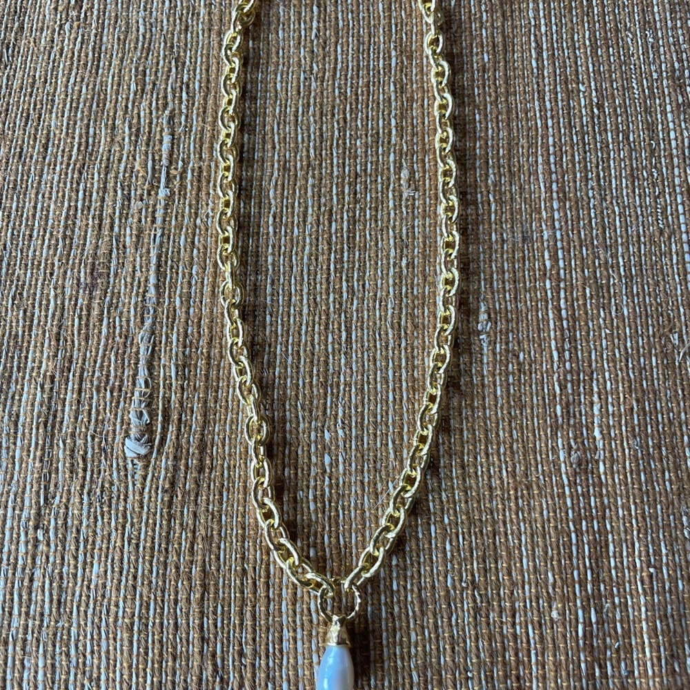 Pamela Love Damia Yellow Gold Chain Necklace with Pearl Pendant